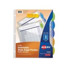 Avery Pocket Divider - 3 x Holes - Translucent, Multi - Plastic - 1 / Set