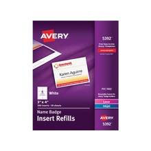 Avery Name Badge Insert Refill - 4" Width x 3" Length - Rectangle - Laser, Inkjet - White - 300 / Box