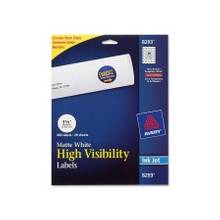 Avery High Visibility Label - Permanent Adhesive - 1.50" Diameter - Circle - Inkjet - White - 20 / Pack