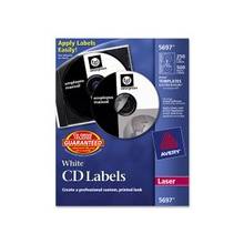 Avery CD/DVD and Jewel Case Spine Label - Removable Adhesive Length - 2 / Sheet - Circle - Laser - White - 250 / Pack