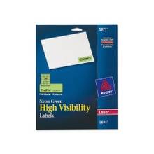 Avery High Visibility Laser Labels - Permanent Adhesive - 1" Width x 2.62" Length - 30 / Sheet - Rectangle - Laser - Green - 750 / Pack