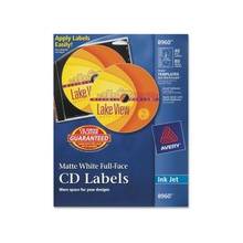 Avery Full Face CD Labels - Circle - Inkjet - White - 40 / Pack