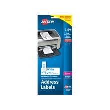 Avery Mini-Sheet Label - Permanent Adhesive - 1" Width x 2.62" Length - Rectangle - Laser, Inkjet - White - 200 / Pack