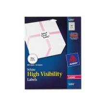 Avery High Visibility Label - Permanent Adhesive Length - 24 / Sheet - Circle - Laser - White - 600 / Pack