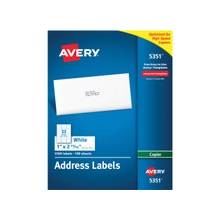 Avery White Mailing Labels - Permanent Adhesive - 1" Width x 2.81" Length - 33 / Sheet - Rectangle - White - 3300 / Box
