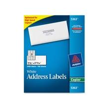 Avery Copier Mailing Label - Permanent Adhesive - 1.37" Width x 2.81" Length - Rectangle - White - 2400 / Box