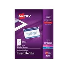 Avery Plain Insert Badge Refill - 2.25" Width x 3.50" Length - Rectangle - Laser, Inkjet - White - 400 / Box