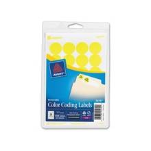Avery Round Color Coding Label - Removable Adhesive - 0.75" Diameter - 24 / Sheet - Circle - Laser - Neon Yellow - 1008 / Pack