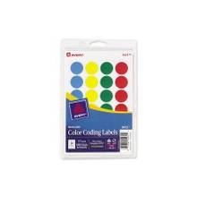 Avery Print or Write Round Color Coding Label - Removable Adhesive - 0.75" Diameter - Circle - Laser, Inkjet - Assorted - 1008 / Pack