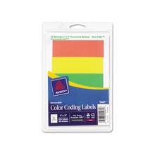 Avery Print or Write Color Coding Label - Removable Adhesive - 1" Width x 3" Length - Rectangle - Laser - Assorted - 200 / Pack