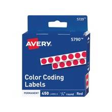Avery Round Color Coded Label - Permanent Adhesive - 0.25" Diameter - Circle - Red - 450 / Pack