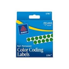 Avery Round Color Coded Label - Permanent Adhesive - 0.25" Diameter - Circle - Green - 450 / Pack