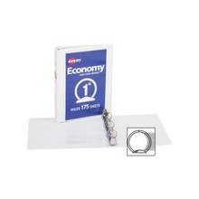 Avery Economy View Round Ring Reference Binder - 1" Binder Capacity - Statement - 5 1/2" x 8 1/2" Sheet Size - 175 Sheet Capacity - 3 x Round Ring Fastener(s) - 2 Internal Pocket(s) - White - Recycled - 1 Each