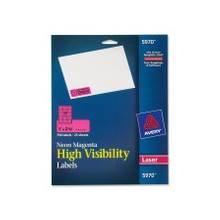 Avery High Visibility Labels - Permanent Adhesive - 1" Width x 2.62" Length - 30 / Sheet - Rectangle - Laser - Magenta - 750 / Pack