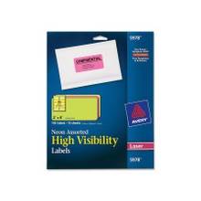 Avery Neon Rectangle Laser Label - Permanent Adhesive - 2" Width x 4" Length - 10 / Sheet - Rectangle - Laser - Assorted - 150 / Pack