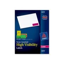 Avery High Visibility Labels - Permanent Adhesive - 1" Width x 2.62" Length - 30 / Sheet - Rectangle - Laser - Assorted - 450 / Pack