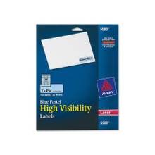 Avery High Visibility Labels - Permanent Adhesive - 1" Width x 2.62" Length - 30 / Sheet - Rectangle - Laser - Blue - 750 / Pack