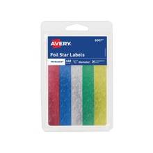 Avery Self-Adhesive Foil Stars - Star - Self-adhesive - 0.50" Height - Assorted - Foil - 440 / Pack