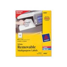 Avery Removable Label - Removable Adhesive - 8.50" Width x 11" Length - 1 / Sheet - Rectangle - Laser, Inkjet - White - 25 / Pack