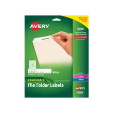 Avery Removable Filing Labels - Removable Adhesive - 0.66" Width x 3.43" Length - 30 / Sheet - Rectangle - Laser, Inkjet - White - 750 / Pack