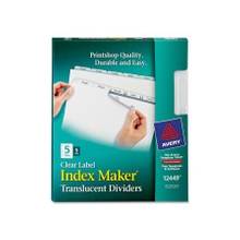 Avery Index Maker Easy Apply Clear Label Divider - 5 x Divider(s) - Blank Tab(s) - 5 Tab(s)/Set - 8.50" Divider Width x 11" Divider Length - Letter - 3 Hole Punched - Plastic Divider - Clear Tab(s) - 5 / Pack