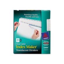 Avery Index Maker Easy Apply Clear Label Divider - 8 x Divider(s) - Blank Tab(s) - 8 Tab(s)/Set - 8.50" Divider Width x 11" Divider Length - Letter - 3 Hole Punched - Plastic Divider - Clear Tab(s) - 5 / Pack