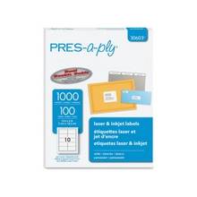 PRES-a-ply Standard Shipping Label - Permanent Adhesive - 2" Width x 4" Length - Rectangle - Laser - White - 1000 / Box