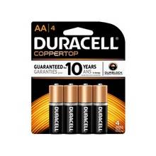 Duracell CopperTop Alkaline AA Battery - AA - Alkaline - 1.5 V DC - 4 / Pack