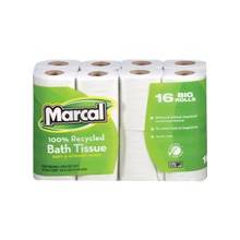 Marcal Small Steps Recycled Premium Bath Tissue - 2 Ply - 4.20" x 3.60" - 168 Sheets/Roll - White - Fiber - Lint-free, Anti-septic - For Washroom - 16 / Pack