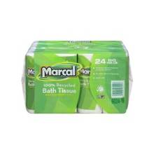 Marcal Small Steps Recycled Bath Tissue - 2 Ply - 4.20" x 3.60" - 168 Sheets/Roll - White - Lint-free, Anti-septic - For Washroom, Office Building - 24 / Carton