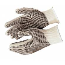 Memphis Glove 9660LM Cotton/Polyester Naturalpvc Dots 2 Sides Large (12 PR)