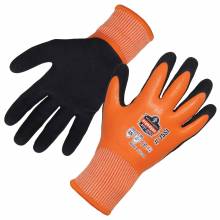 Ergodyne 17672 ProFlex 7551 Coated Cut-Resistant Winter Work Gloves - ANSI A5, EN 388: 4X43E, Waterproof S (Orange)