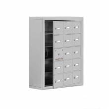 Mailboxes 19158-15ASK Salsbury Surface Mounted Cell Phone Locker with 15 A Doors (14 usable) in Aluminum - Keyed Locks