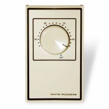 Beige Line Voltage Wall Thermostat w/ OFF Position, DPST, Open On Rise (No Thermometer)