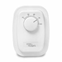 Line Voltage Mechanical Bimetal, SPST, Open on Rise, No Thermometer, Wallplate Included (White)