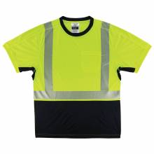 Ergodyne 23504 GloWear 8283BK Lightweight Performance Hi-Vis T-Shirt - Type R, Class 2, Black Bottom L (Lime)