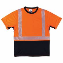 Ergodyne 23512 GloWear 8283BK Lightweight Performance Hi-Vis T-Shirt - Type R, Class 2, Black Bottom S (Orange)