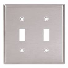Cooper Wiring Devices 93972-BOX Wallplate 2G Toggle Receptacle Mid Ss (1 EA)