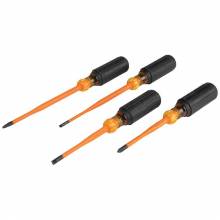 Klein Tools 33734INS Screwdriver Set, Slim-Tip Insulated Phillips, Cabinet, Square, 4-Piece