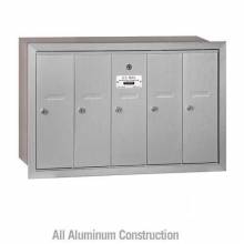 Mailboxes 3505ARU Salsbury Vertical Mailbox - 5 Doors - Aluminum - Recessed Mounted - USPS Access