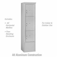 Mailboxes 3916S-3PAFP Salsbury Maximum Height Free-Standing 4C Horizontal Parcel Locker with 3 Parcel Lockers in Aluminum with Private Access