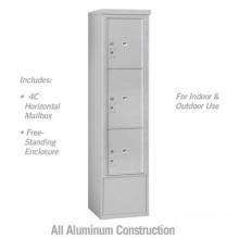 Mailboxes 3916S-3PAFU Salsbury Maximum Height Free-Standing 4C Horizontal Parcel Locker with 3 Parcel Lockers in Aluminum with USPS Access