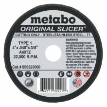 Metabo 55323 Type 1 "Slicer" Wheels 4"X.040"X3/8" A60Tz