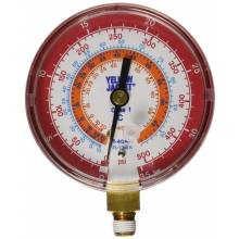 Yellow Jacket 49131 3-1/8", red pressure, bar/psi, R134a/404A/407C gauge (°C)