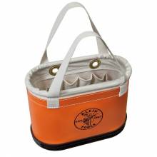 Klein Tools 5144BHHB Hard-Body Bucket, 14-Pocket Oval Bucket, Orange/White