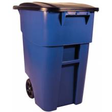 Rubbermaid Commercial 9W27-BLUE Blue 50 Gal Brute Rollout Container W/Lid