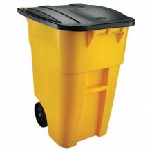 Rubbermaid Commercial 9W27-YLW Yellow 50 Gallon Brute Rollout Cart With Lid