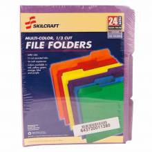 AbilityOne 643720011380 Skilcraft Folder Letter 1/3 Purple 24 Pack - Letter - 8.50" Width X 11" Length Sheet Size - 1/3 Tab Cut - Purple - Recycled - 24/Pack