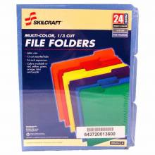 AbilityOne 643720013600 Skilcraft Folder Letter 1/3 Blue 24 Pack - Letter - 8.50" Width X 11" Length Sheet Size - 1/3 Tab Cut - Blue - Recycled - 24/Pack