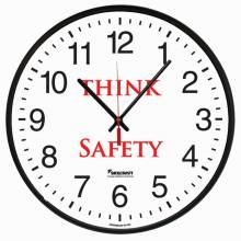 AbilityOne 6645016986558 Clock Wall Quartz "Think Safety" 12-3/4" Diameter Black Frame
